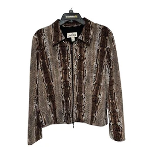Vintage Joseph Ribkoff Womens Veston Jacket Snakeskin Print Sequin Zip Size 18 - Picture 1 of 10