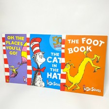 Dr. Seuss x3 Book Bundle Paperback 2003-07 Cat in The Hat Foot Book Places 