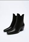 Zara Leather Cowboy Ankle Boots 6/39 