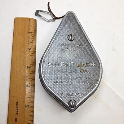 Vintage The Irwin Straight Line Chalk Line Reel Plumb Bob Ohio Tool Made in USA - Image 1 of 4