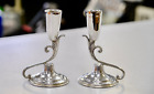 Pair P Lopez G TAXCO MODERNIST Mexican Sterling Silver 925 Candle Holders 383 gr