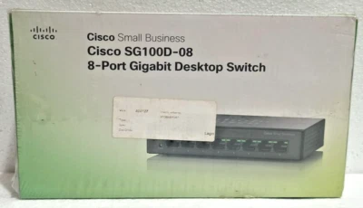 CISCO SYSTEMS MODEL SG100D-08 / 8-PORT GIGABIT SWITCH BLACK NEW SEALED - Image 1 of 4
