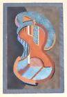 Original Signed Adrian Siegel Abstract Painting - Modernist Musical Instrument