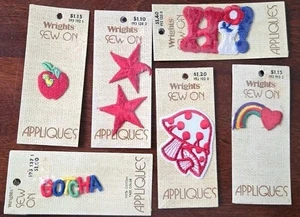 6 Patches Sew-on Appliques Embroidered Vintage New Mushroom Rainbow Apple Star - Picture 1 of 8