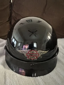 Simpson Helmets Shorty Harley Motorcycle Helmet Size Medium Black Gloss Vintage - Bild 1 von 3