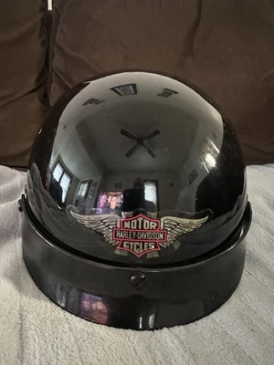 Simpson Helmets Shorty Harley Motorcycle Helmet Size Medium Black Gloss Vintage - Image 1 of 3