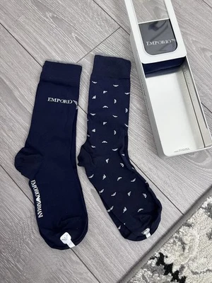 EMPORIO ARMANI MENS DESIGNER COTTON TIN BOX GIFT SET PACK SOCKS PACK OF 3 PAIRS