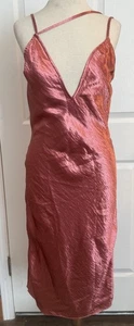 Express Y2K Satin Schlupf Kleid Gr. 8 Metallic Rosa Cocktail Träger Sexy Date Fee - Bild 1 von 13