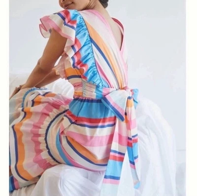 Maxi Vestido Plenty By Tracy Reese Volantes Talla SP Arco Iris Rayas DEFECTO MENOR Foto 1 de 4