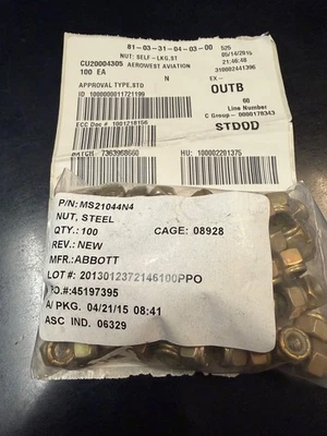 MS21044N4 TUERCAS 100 EA Foto 1 de 2