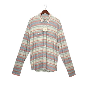 Maglione Faherty Legend camicia abbottonata davanti uomo XL righe corallina nuovo con etichette - Foto 1 di 9