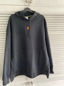 NIKE MENS COURT DRI-FIT FLEECE TENNIS HOODIE WITH CENTRE SWOOSH~BLACK~XXL - Picture 1 of 3
