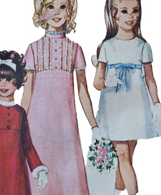 1960s A Line Empire High Collar Flower Girl Dress Simplicity 8314 Sewing Pattern - Image 1 of 3