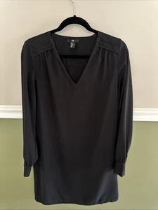Schwarzes, gerade geschnittenes Langarmkleid von H&M - Größe 6 - Bild 1 von 11