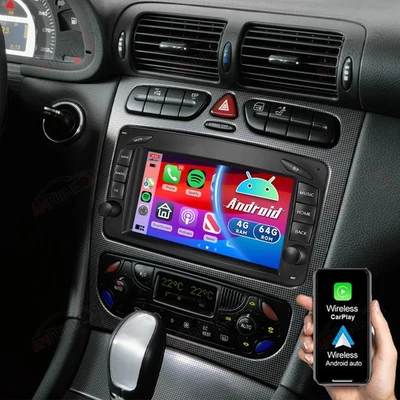 4+64G Android 15 Autoradio Für Mercedes Benz C-Klasse W203 W209 W208 GPS Navi BT - Bild 1 von 4