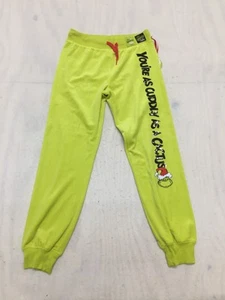 NEW Justice Grinch jogger girls L 12/14 neon green draw string elastic waist - Picture 1 of 15