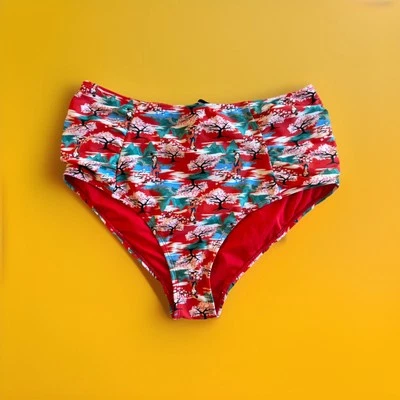 Terno de banho Disney MULAN biquíni parte inferior alta retrô flores de cerejeira GG novo - Imagem 1 de 4