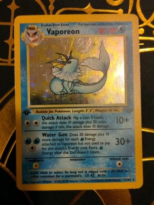 1st First Edition Vaporeon Jungle 12/64 Pokemon Holofoil LP/NM- - Image 1 of 4