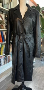 Vera Pelle® Lined Black Fine Italian Leather Jacket w/Belt - Size L - Picture 1 of 5