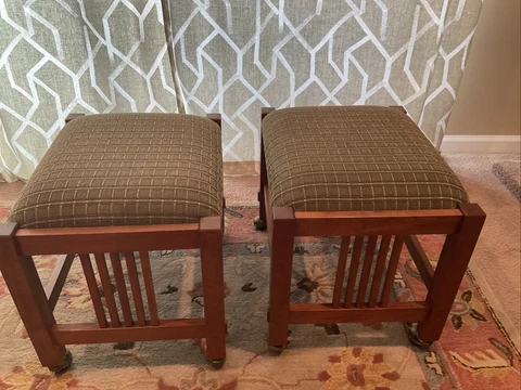 STICKLEY MIssion Collection Ottoman Foot Stool With Wheels Set Of Two Cover