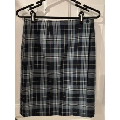 Falda envolvente Charter Club de colección azul negra a cuadros talla 8 mezcla de lana forrada hasta la rodilla Foto 1 de 4