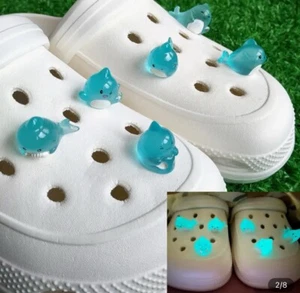 8pcs Glow In The Dark Baby Sharks For Croc Accessories Shoe Charm Charms - Picture 1 of 3