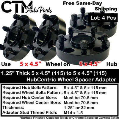 4x 1.25" Grueso 5x4.5 HubCentric Adaptador de Rueda Espaciador Mustang Explorer Aviator GT Foto 1 de 4