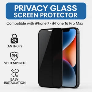 2 X iPhone 16 Pro Max 15 14 13 12 11 Privacy Glass Screen Protector 7 8 Plus - Picture 1 of 30
