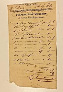 1839 Briefkopf, Wilcocks, Wrentmore & Brock, Vorhänge Teppiche in Exeter, England - Bild 1 von 2