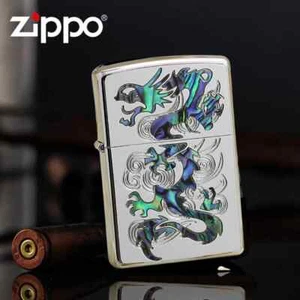 Hochglanzpoliertes Inlay Shell Dragon Zippo Feuerzeug USA Versand - Bild 1 von 2