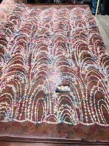 PINK-ORANGE SHINY GLITTER WAVE DESIGN ON A printed MESH-PROM-SOLD BY THE YARD. - Picture 1 of 9