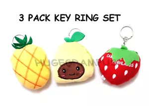 Carino Portachiavi Portachiavi Portachiavi Giocattoli Frutta Verdura Set da 3 CONFEZIONE - Foto 1 di 1