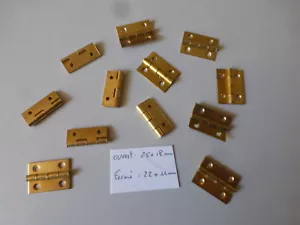 lot de 12 petites charnieres en laiton pour reparer petites boites anciennes - Zdjęcie 1 z 4