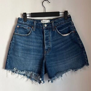 Abercrombie Women's the dad short high rise Blue Denim Shorts button fly size 6 - Picture 1 of 7