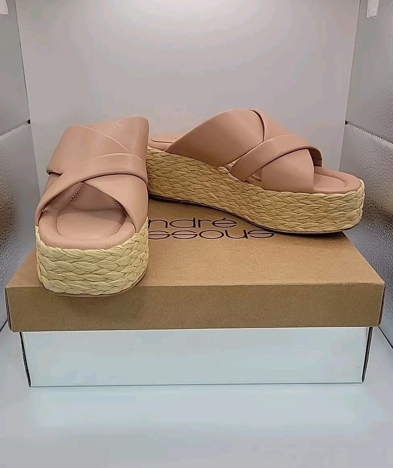 Sandalias Andre Assous Calesa Plataforma Alpargata Cuero Dorado Rosa 39 Foto 1 de 4