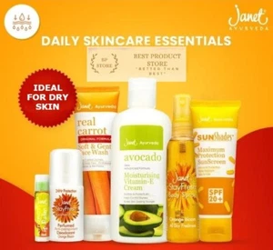 Janet Ayurveda Daily Skin Care Essentials For Brighter & Hydrating  Skin For Dry - Picture 1 of 9