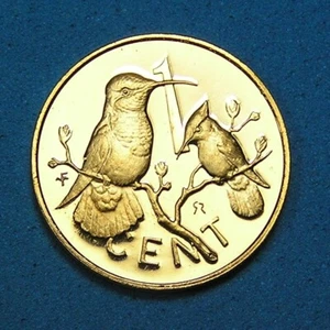 British Virgin Islands 1 Cents Bronze Coin 1977 Proof, Hummingbird, Combined S/H - Picture 1 of 2