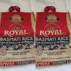 2 bolsas de arroz Royal Himalaya Basmati bolsa de 20 lb bolsa de arpillera con cremallera sin arroz vacías - Imagen 1 de 8