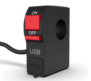 PORTA USB MOTO SCOOTER attacco manubrio 22mm.  Interruttore on off  impermeabile - Foto 1 di 4