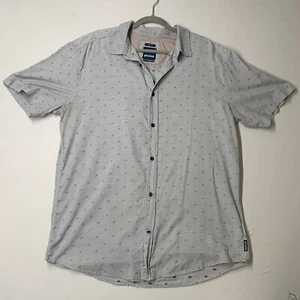 PraNa Button Down Shirt Men XXL Gray Embroidered Short Sleeve Button Up Casual - Picture 1 of 10