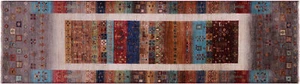 Tappeto tribale annodato a mano 2' 9" X 9' 8" Runner Gabbeh - Q16853 - Foto 1 di 8