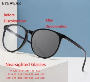 Women Photochromic Myopia Nearsighted Glasses Outdoor Riding Travel Sunglasses - Picture 1 of 20
