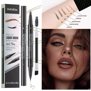 Microblading Tattoo Eyebrow 3D Liquid Ink Pen Waterproof Fork Pencil Brow Brush - Picture 1 of 25
