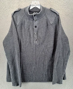 Banana Republic Wollpullover Herren Large grau schwerer Rippstrick 1/2-Reißverschluss Stehkragen - Bild 1 von 12