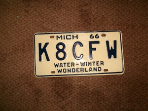 1966 Vintage Michigan License Plate water/winter wonderland - Picture 1 of 2