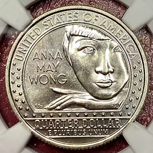 NGC MS-67!  2022-S ANNA MAY WONG QUARTER - Picture 1 of 3