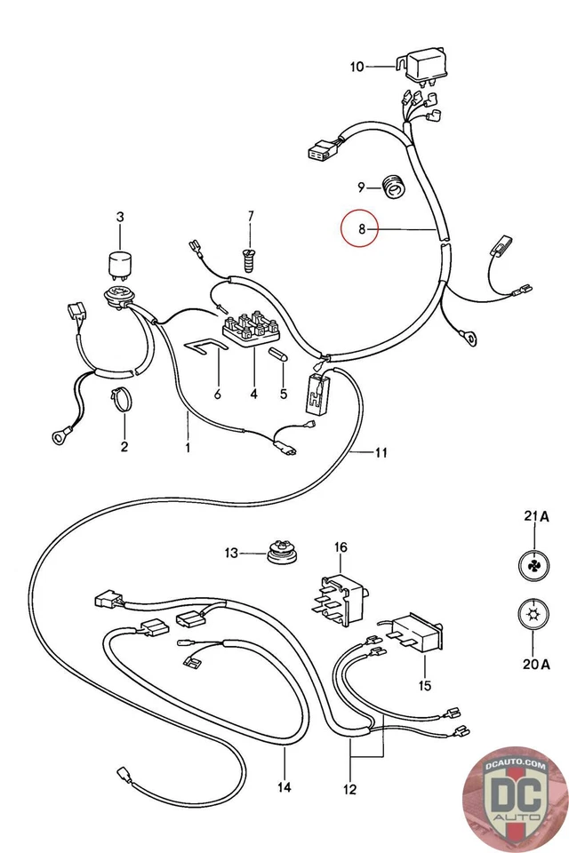 1985-1989 Porsche 911 AC Wiring Harness 91161207804 - Image 1 of 1