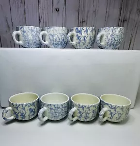 8 Tazze Tè Caffè Tè Vintage Italiane/Made In Italy, Set Completo Dipinte in Spugna - Foto 1 di 16