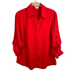 Top blusa Express Portifino slim media bottoni linguetta maniche rosso leggero - Foto 1 di 13