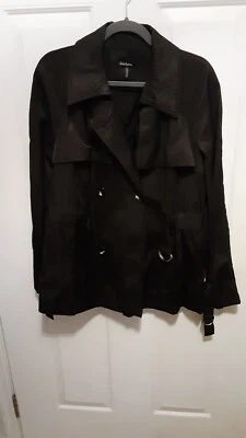 Daisy Fuentes Women's Windbreaker Double Breasted Jacket  Black size Large  EUC  - Image 1 of 4